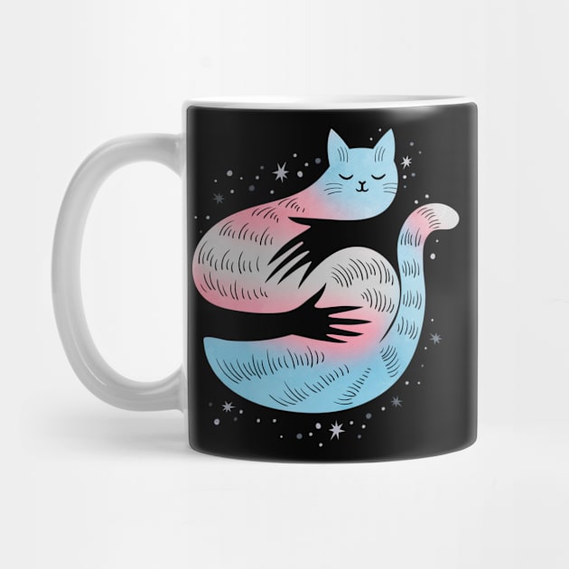 Transgender Cat Hug LGBT Pride Flag by Psitta